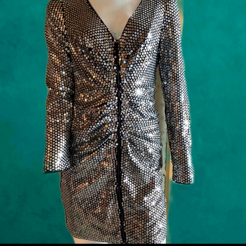 Marciano stunning sequin zip up dress